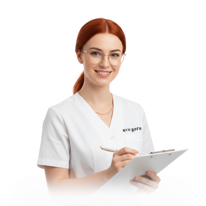 Valoración depilación láser Granada | Clínica Uve Gara Valoración depilación láser Granada en Clínica Uve Gara: profesional sanitaria tomando datos para plan de tratamiento personalizado.