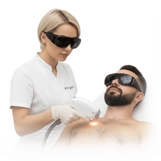 Depilación láser pecho Granada | Alejandrita – Clínica Uve Gara Depilación láser pecho Granada: tratamiento masculino con Alejandrita en Clínica Uve Gara, aplicación segura y cómoda con protección ocular.